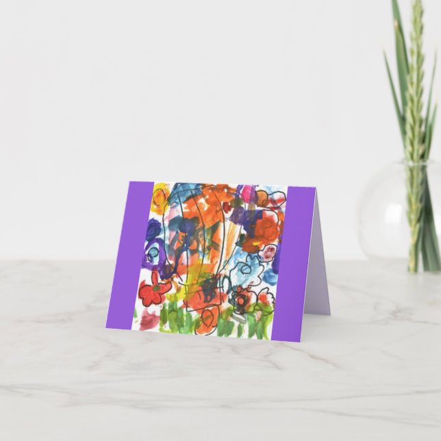 Hot Air Balloon over Flowers Painting Tack Kort (Framsida)