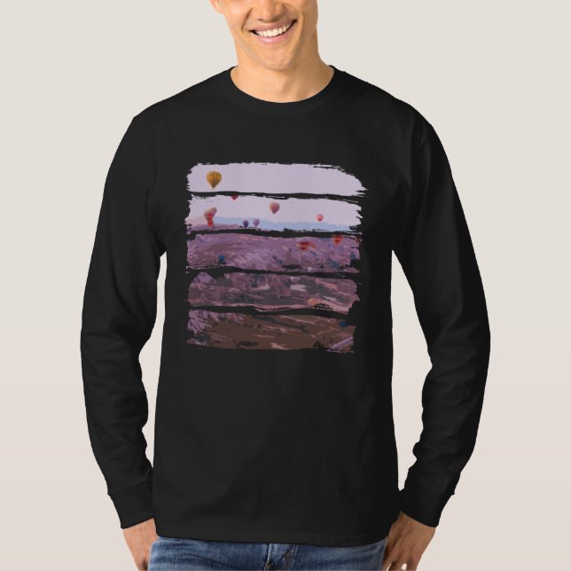 Hot Air Balloons Travel Landscape T Shirt (Framsida)