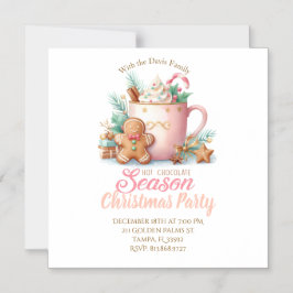 Hot Chocolate Christmas Magnet Party Invitation 