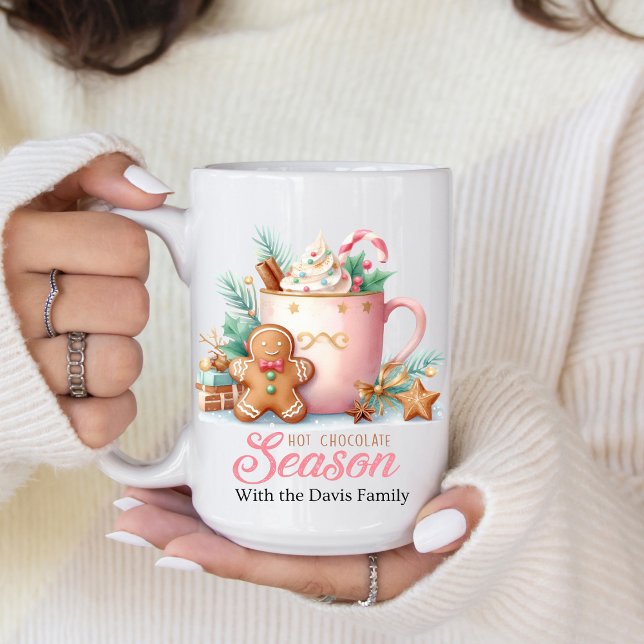 Hot Chocolate Christmas Season Coffee Mug Kaffemugg (Customize this cute hot chocolate Christmas season coffee mug. )