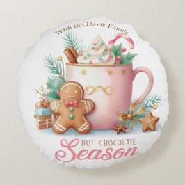 Hot Chocolate Christmas Season Round Pillow  Rund Kudde