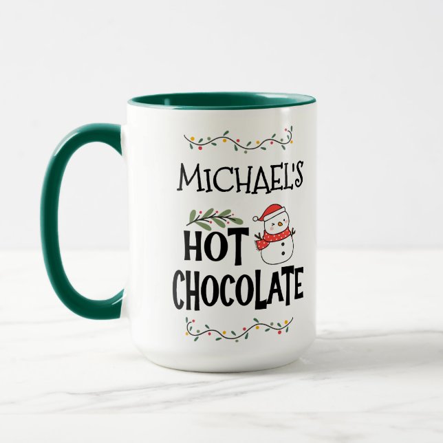 Hot Chocolate Christmas Snowman & Custom Name Mugg (Vänster)