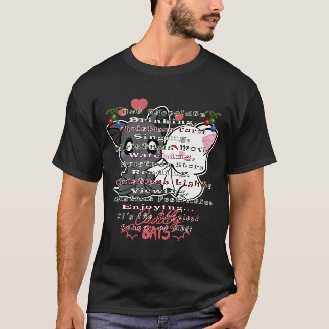 Hot Chocolate Drinking Happiest Season T Shirt (Framsida)