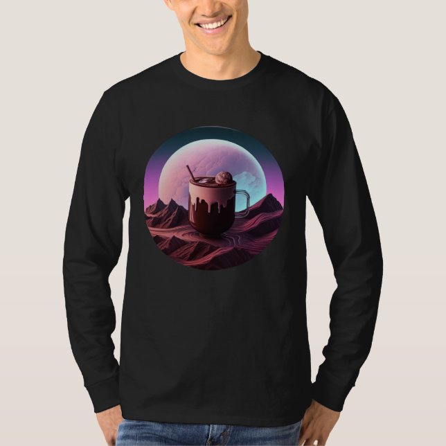 Hot Chocolate Synthwave 80s Retrowave Aesthetic T Shirt (Framsida)