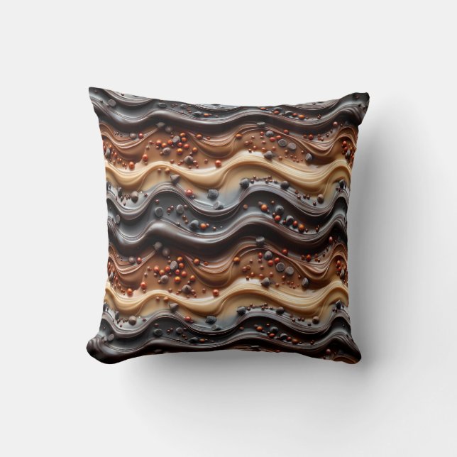 Hot Cocoa Chocoholic Funny Humor Modern Brown  Kudde (Framsida)