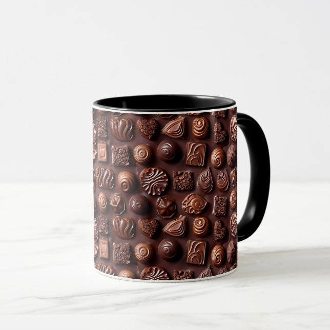 Hot Cocoa Chocoholic Funny Humor Modern Brown Mugg (Framsida höger)