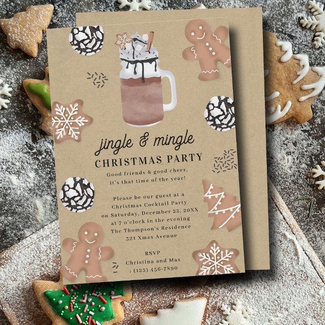Hot Cocoa Chocolate Cookies Christmas Party Inbjudningar (Hot Cocoa Chocolate Cookies Christmas Party Invitation)
