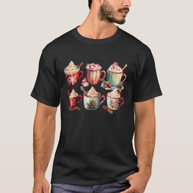 Hot Cocoa Christmas Cup Hot Chocolate Candy Cane X T Shirt (Framsida)
