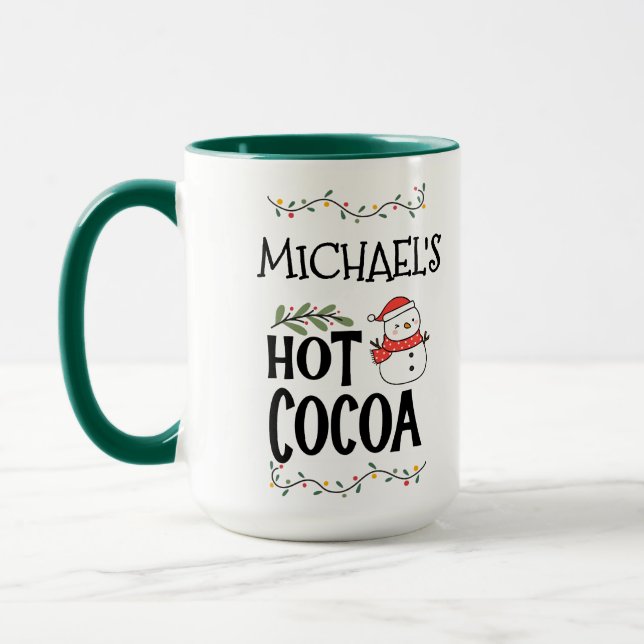 Hot Cocoa Christmas Snowman for Kids & Custom Name Mugg (Vänster)