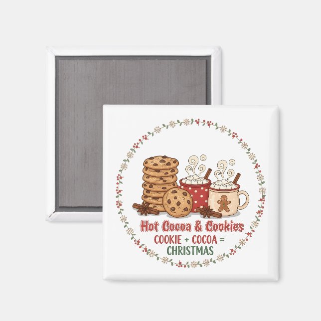 Hot Cocoa & Cookies Christmas Magnet (Front/Back)
