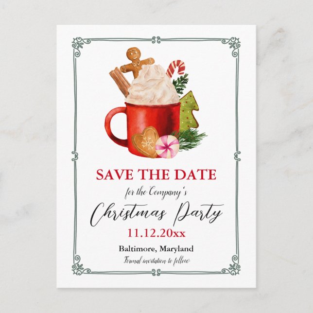 Hot Cocoa Festive | Julfest Save The Date  Meddelande Vykort (Framsida)