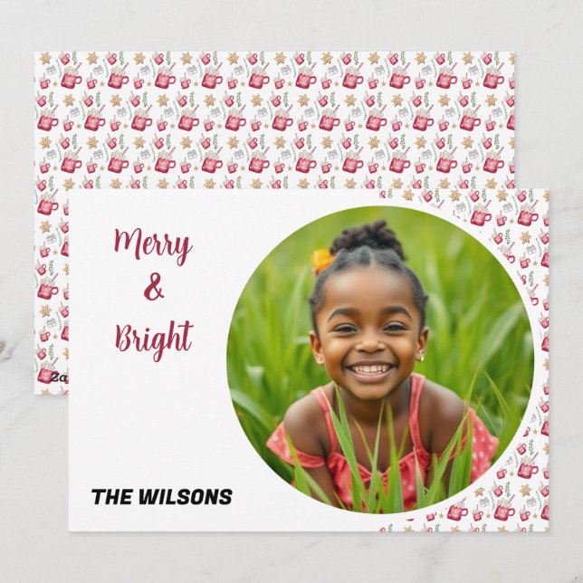 Hot Cocoa Holiday Party Watercolor Art Julkort (Fram/baksida)