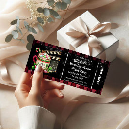 Hot Cocoa Movie Night Birthday Party Ticket Inbjudningar