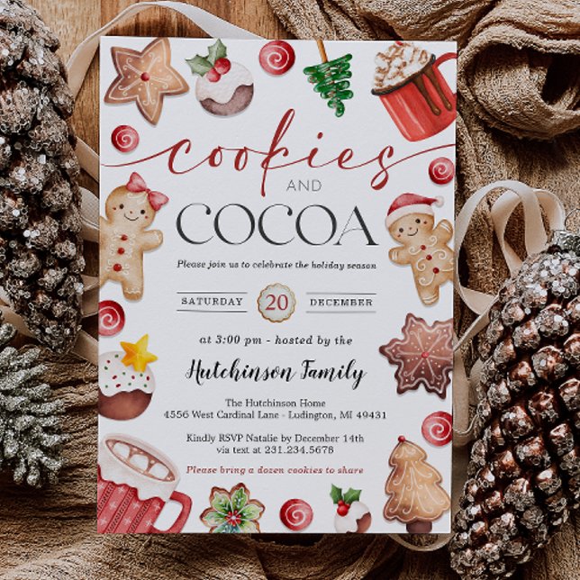 Hot Cocoa Party Invitation - Cookies and Cocoa Inbjudningar (Hot Cocoa Party Invitation - Cookies and Cocoa)