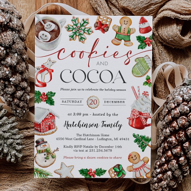 Hot Cocoa Party Invitation - Cookies and Cocoa Inbjudningar (Hot Cocoa Party Invitation - Cookies and Cocoa)