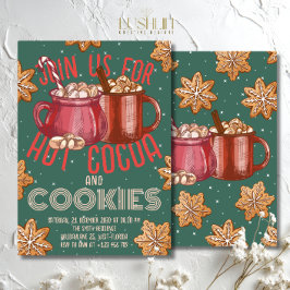 Hot Cocoa Red Mug & Cookies Holiday | Christmas Inbjudningar
