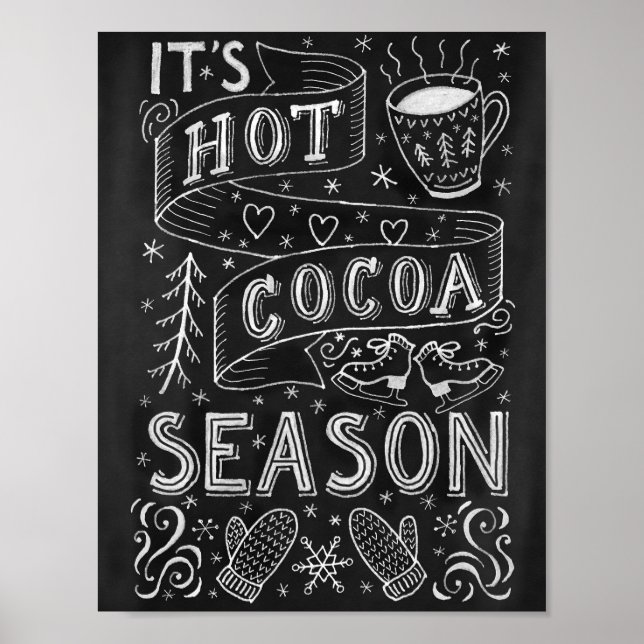 Hot cocoa season chalk hand lettering quote poster (Framsidan)