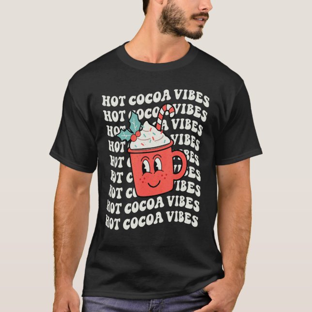 Hot Cocoa Vibes Retro Christmas Peppermint Hot Cho T Shirt (Framsida)