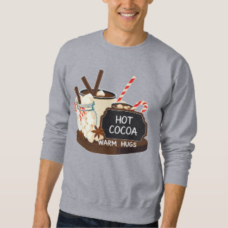 Hot Cocoa Warm Hugs (1) Retro Christmas Art Lång Ärmad Tröja