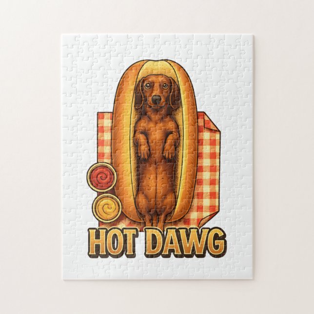 Hot Dawg Funny Dachshund Hot Dog Parody Cute Dog  Pussel (Vertikal)