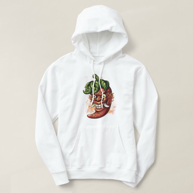 Hot Demon Pepper - Angry Chili Oni Mask Design Hoodie (Design framsida)