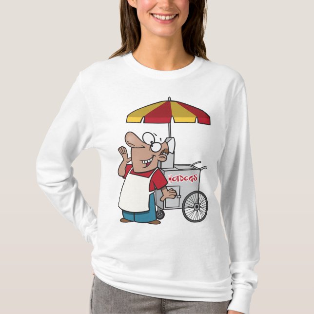 Hot Dog Cart Vendor Street Food Seller T Shirt (Framsida)