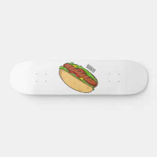 Hot dog cartoon illustration mini skateboard bräda 18,5 cm