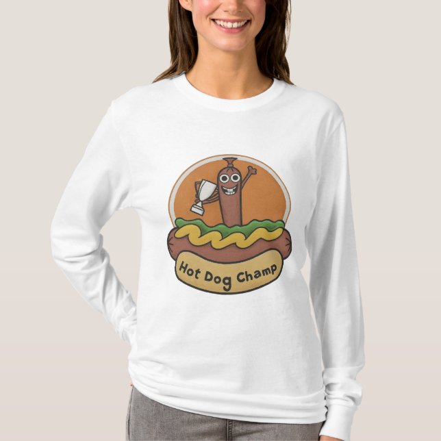 Hot Dog Champ Weiner Trophy Cute Foodie T Shirt (Framsida)