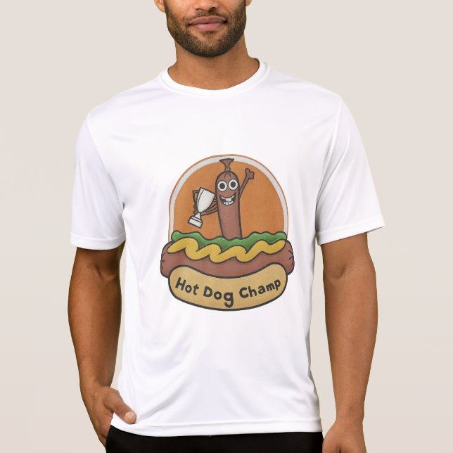 Hot Dog Champ Weiner Trophy Cute Foodie T Shirt (Framsida)