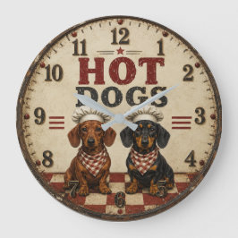 Hot Dogs Dachshund Funny Wiener Dog Kitchen Stor Klocka
