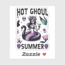 Hot Ghoul Summer Spooky Mermaid Goth Halloween Klistermärken