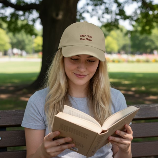 Hot Girls Read Books in Khaki Broderad Keps (Skapare uppladdad)