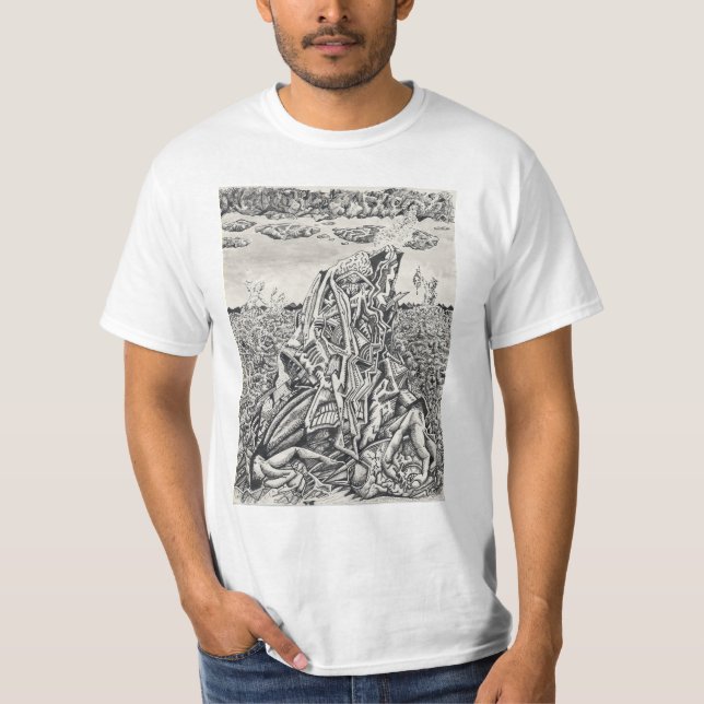 Hot, india bläck teckning t shirt (Framsida)