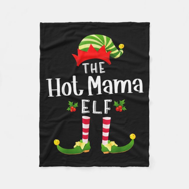 Hot Mama Christmas Elf Matching Pajama X-mas Party Fleecefilt (Framsidan)