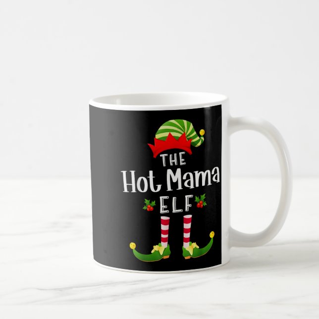 Hot Mama Christmas Elf Matching Pajama X-mas Party Kaffemugg (Höger)