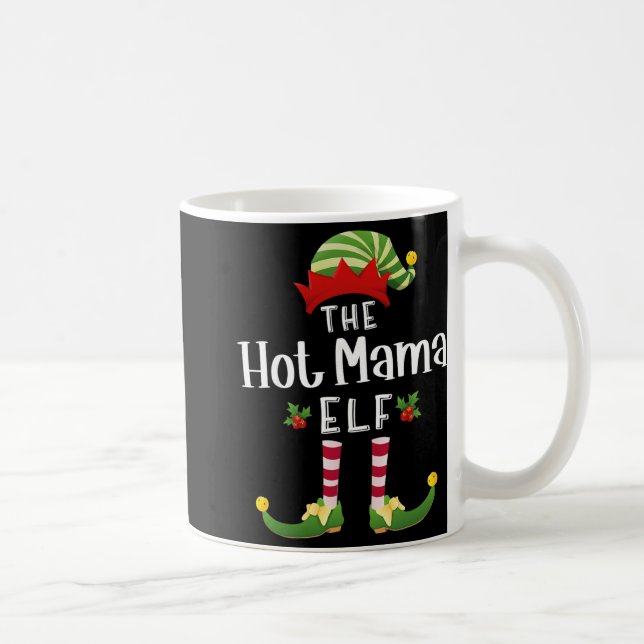 Hot Mama Christmas Elf Matching Pajama X-mas Party Kaffemugg (Höger)