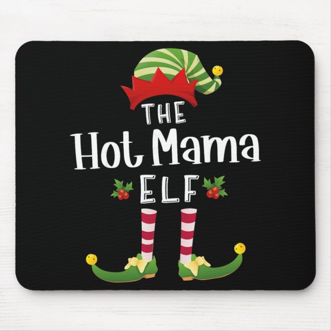 Hot Mama Christmas Elf Matching Pajama X-mas Party Musmatta (Framsidan)