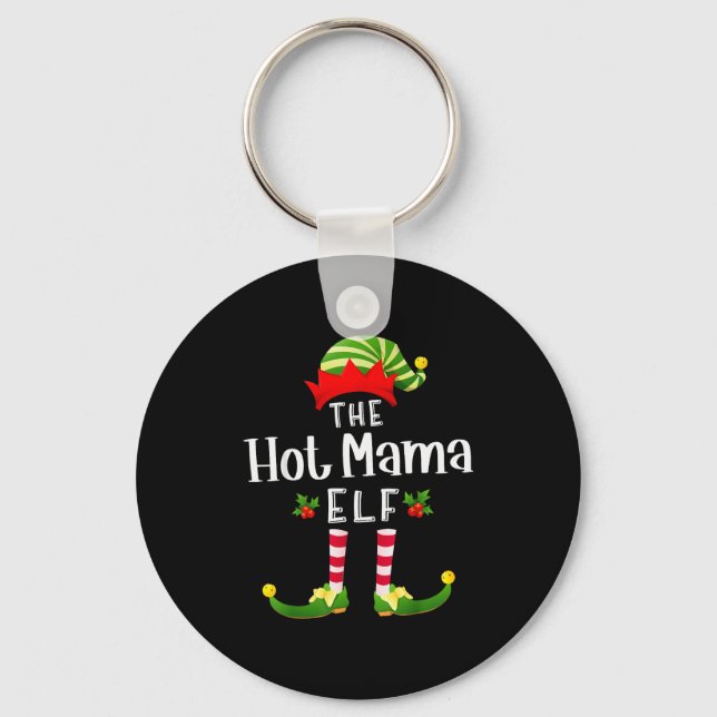 Hot Mama Christmas Elf Matching Pajama X-mas Party Nyckelring (Framsida)