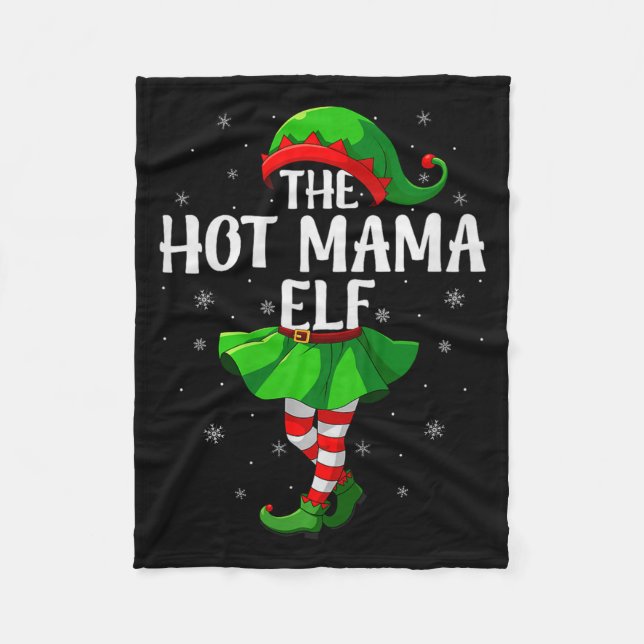 Hot Mama Elf Christmas Girls Women Elf Squad Xmas  Fleecefilt (Framsidan)