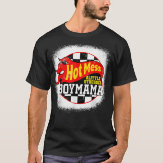 Hot Mess Little Stressed Boy Mama Racing Cars T Shirt