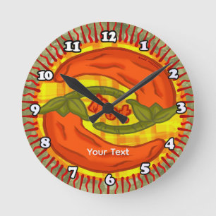 Hot Pepper yin yang Rund Klocka