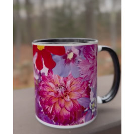 Hot Pink Abstract Floral Dahlia Coffee Mugg