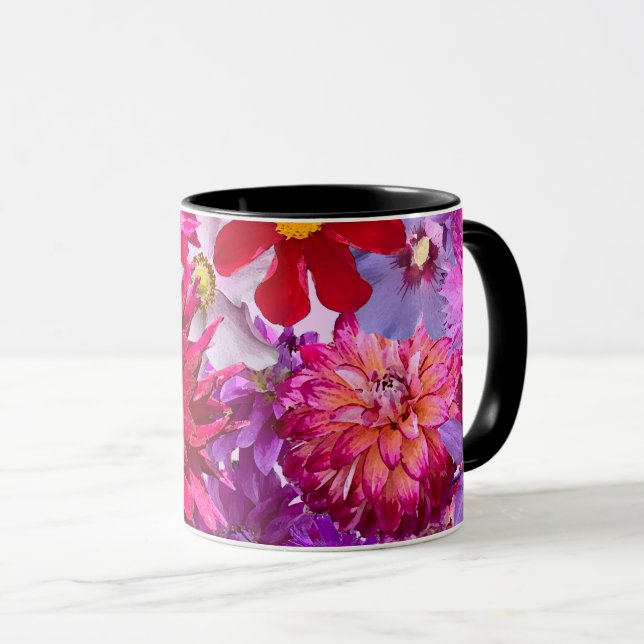 Hot Pink Abstract Floral Dahlia Coffee Mugg (Framsida höger)