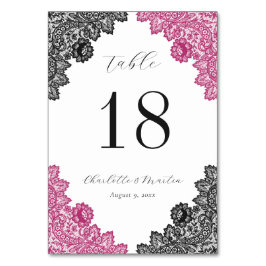 Hot Pink and Black Floral Lace Wedding Bordsnummer