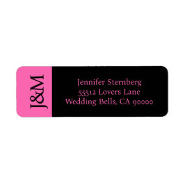 Hot Pink and Black Wedding Return Address Label Returadress Etikett