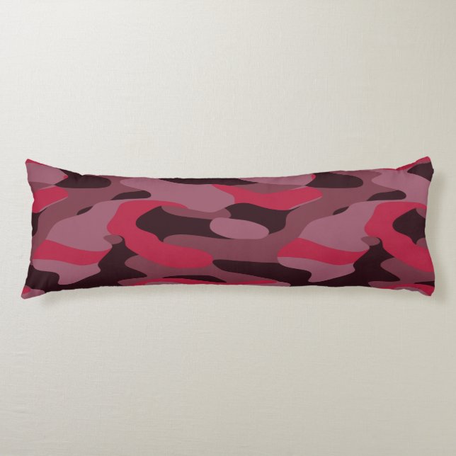 Hot pink and Burgundy Camo Kroppskudde (Framsidan)