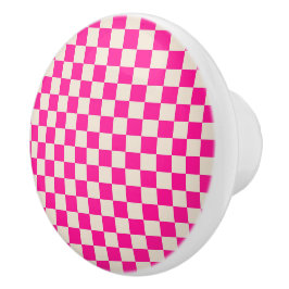 Hot pink and tan checkerboard pattern knopp