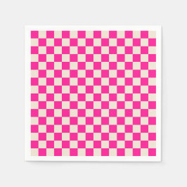 Hot pink and tan checkerboard pattern pappersservett
