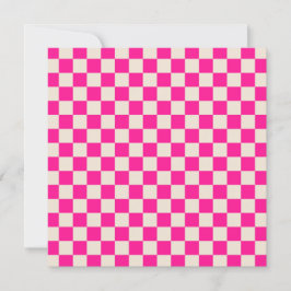 Hot pink and tan checkerboard pattern tack kort