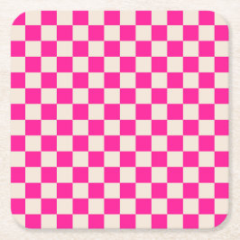 Hot pink and tan checkerboard pattern underlägg papper kvadrat